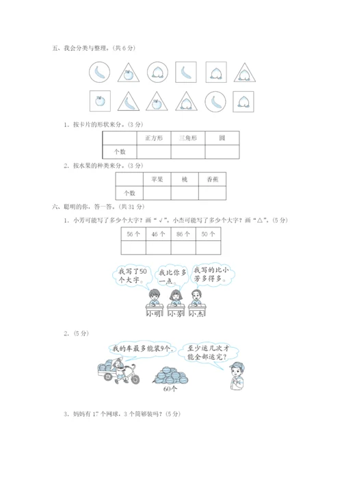 2022一年级数学下学期期末模拟卷(二) 新人教版.docx