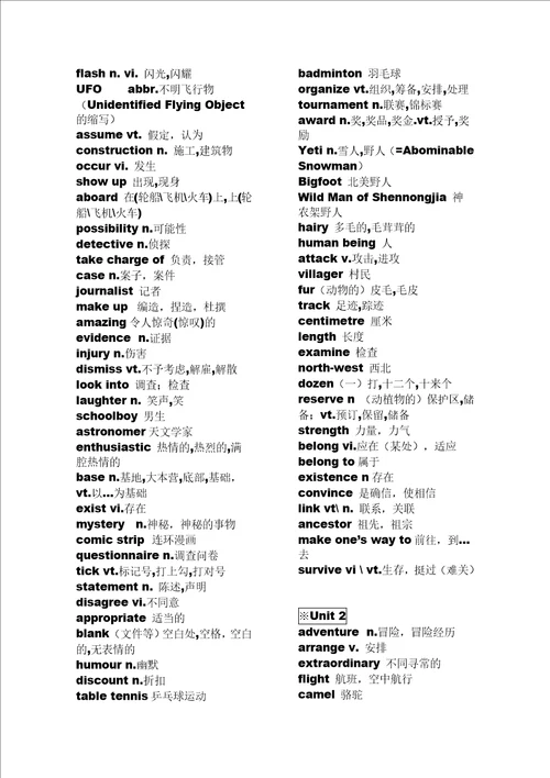 牛津高中英语模块一到模块十单词表