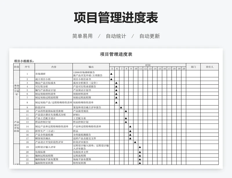 项目管理进度表