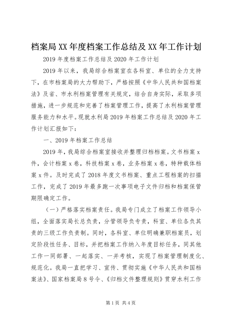 档案局XX年度档案工作总结及XX年工作计划.docx