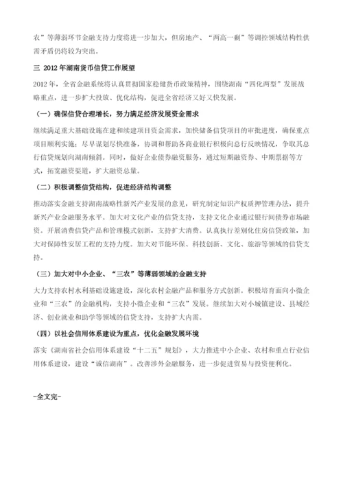 湖南货币信贷形势分析及展望.docx