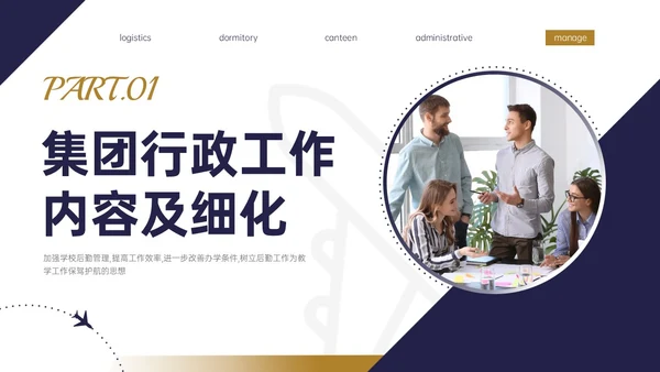 蓝黄商务实拍风格后勤管理培训PPT课件