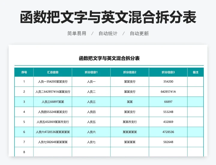 函数把文字与英文混合拆分表