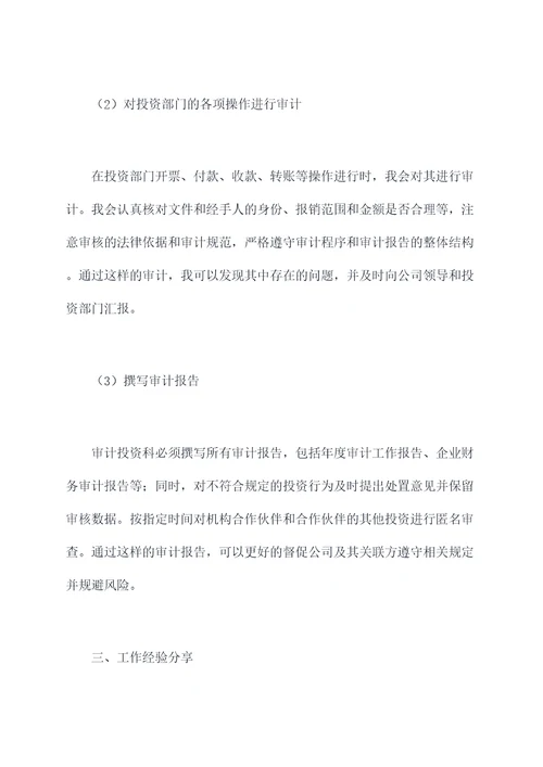 审计投资科半年工作总结