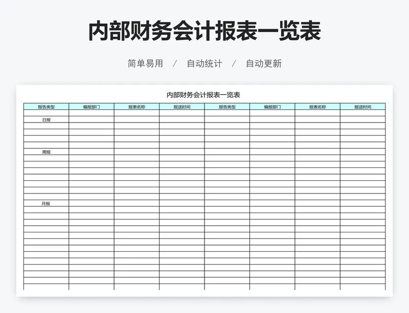 内部财务会计报表一览表