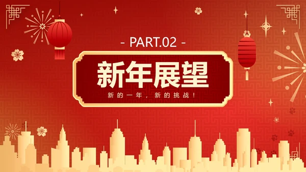 红色渐变新年开工大吉工作总结PPT模板