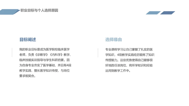 蓝色商务风临床医学专业大学生求职个人能力综合展示职业生涯规划通用PPT