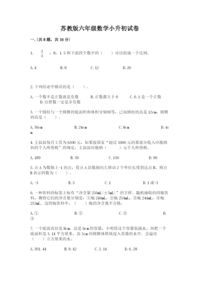 苏教版六年级数学小升初试卷附答案（精练）.docx
