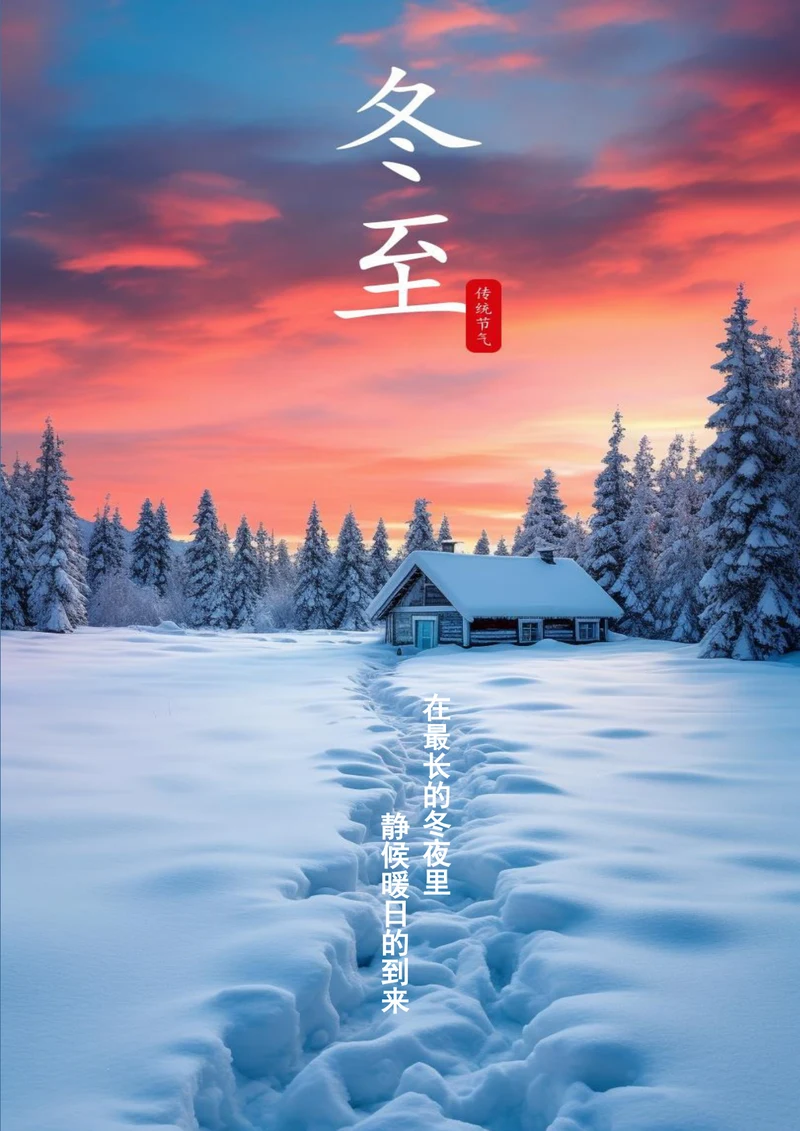 雪地松树背景冬至海报
