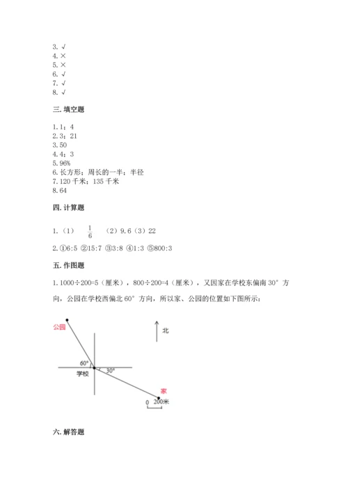 人教版六年级上册数学期末测试卷及答案【网校专用】.docx