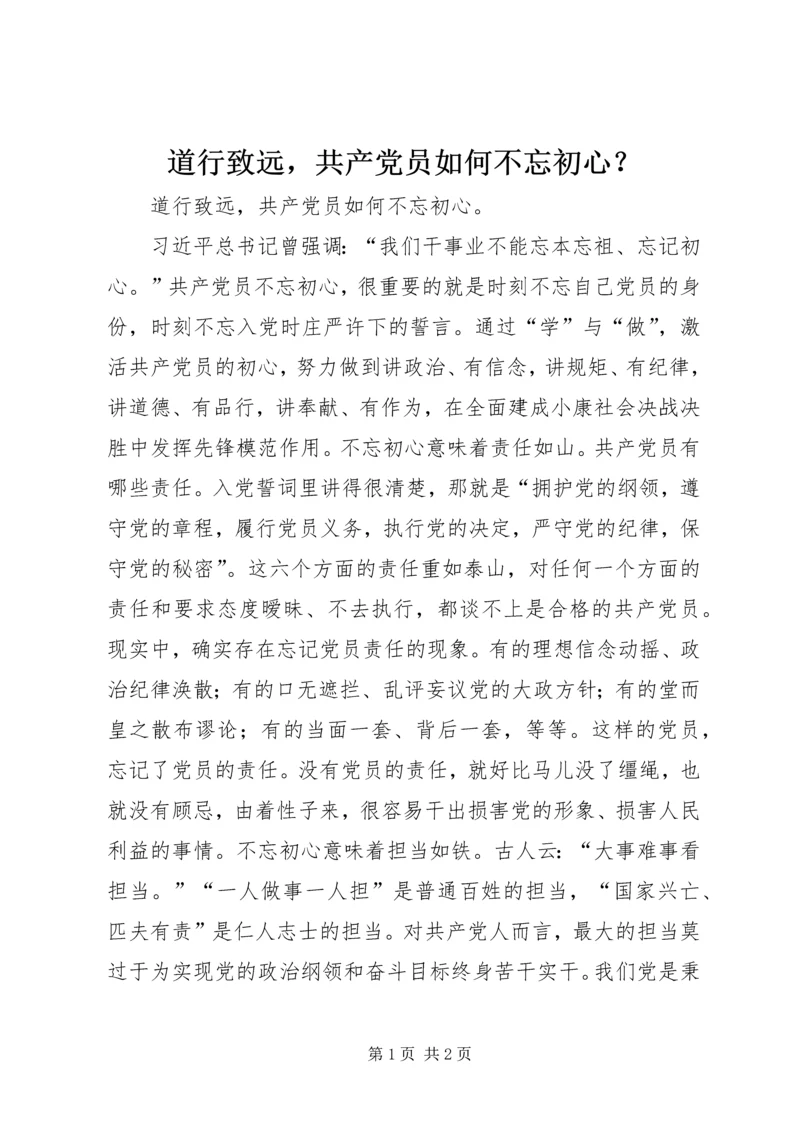 道行致远，共产党员如何不忘初心？.docx
