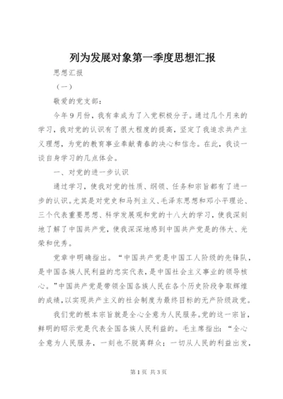 列为发展对象第一季度思想汇报.docx