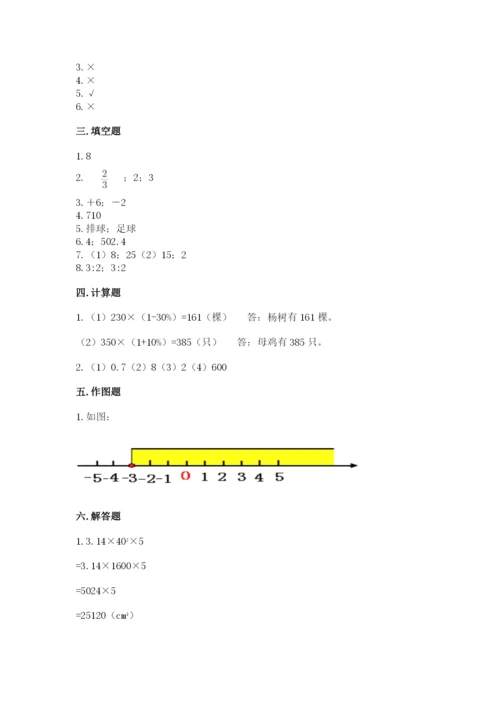 三门县六年级下册数学期末测试卷（a卷）.docx