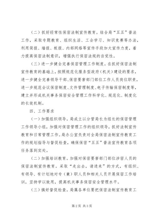 政府机关事务管理局保密工作五五普法规划 (2).docx
