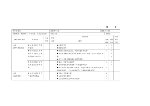 环境管理全新体系审核通用检查表适合各部门.docx