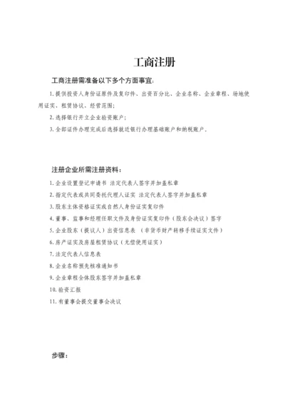 工商注册作业流程所需资料注意项目等.docx