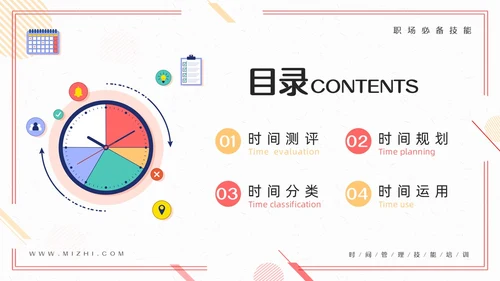 粉黄插画把时间管理变成一种习惯PPT模板宣传PPT动态PP自我管理