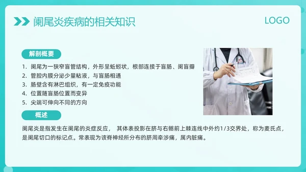 绿色简约阑尾炎护理查房PPT模板宣传PPT动态PPT