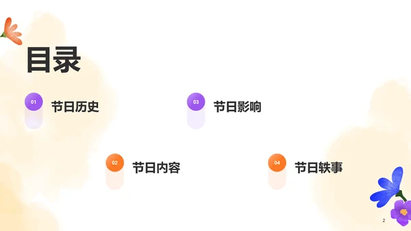 橙色插画妇女节节日介绍PPT