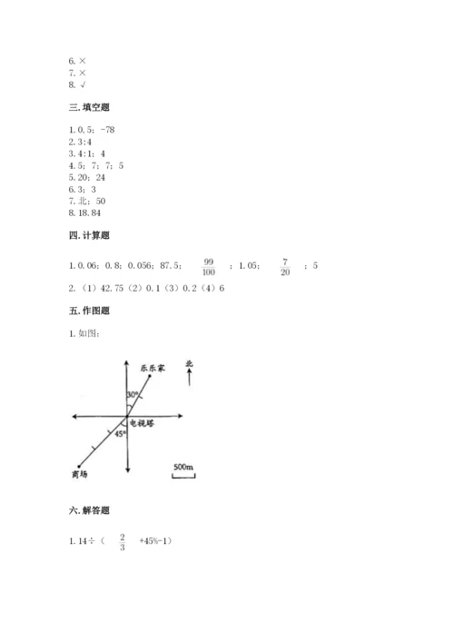 人教版六年级下册数学期末测试卷含答案【a卷】.docx