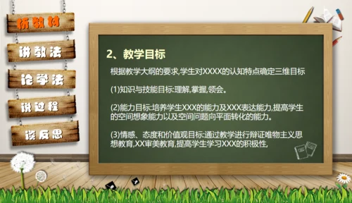 教师说课黑板卡通风格教育教学通用PPT模板