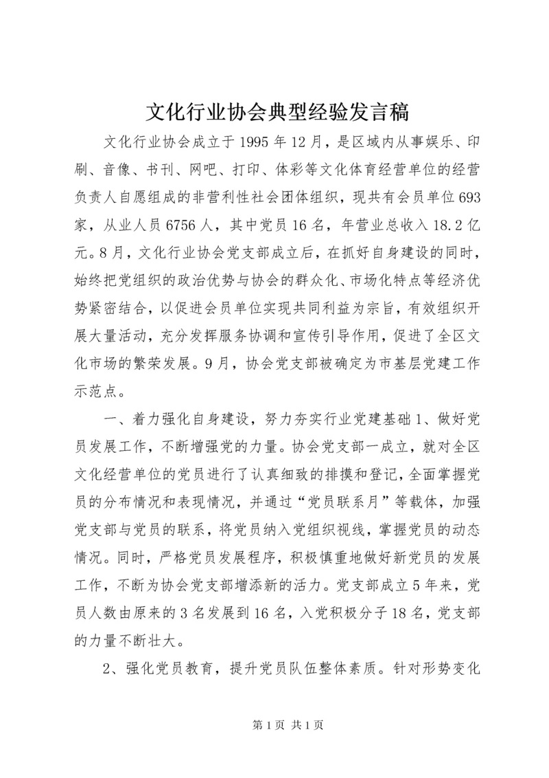 文化行业协会典型经验发言稿.docx