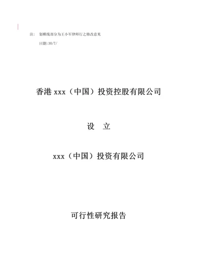 投资有限公司可行性专题研究报告.docx