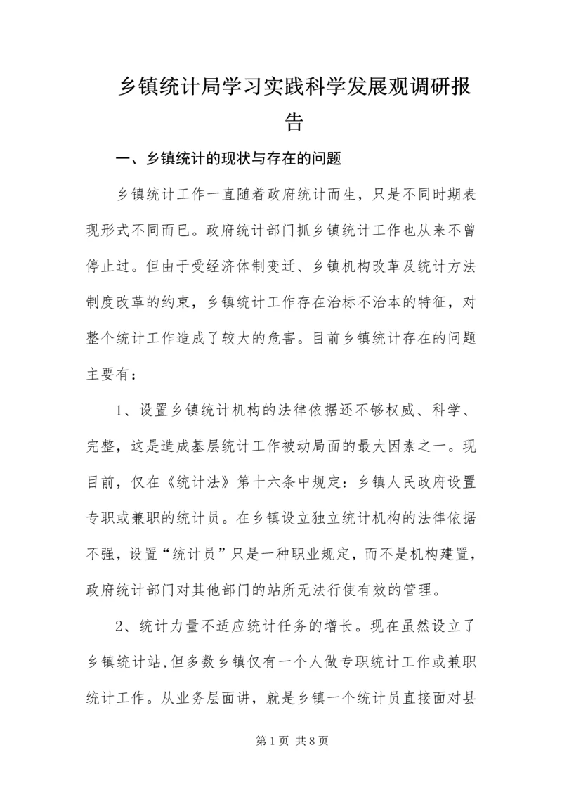 乡镇统计局学习实践科学发展观调研报告.docx