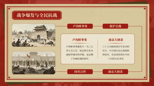 红色复古风抗战胜利八十周年主题班会PPT模板