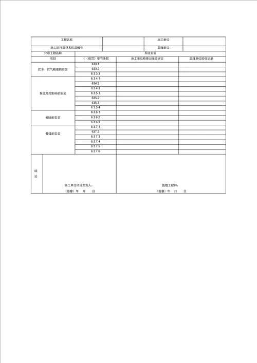 高压细水雾灭火系统施工过程质量检查记录