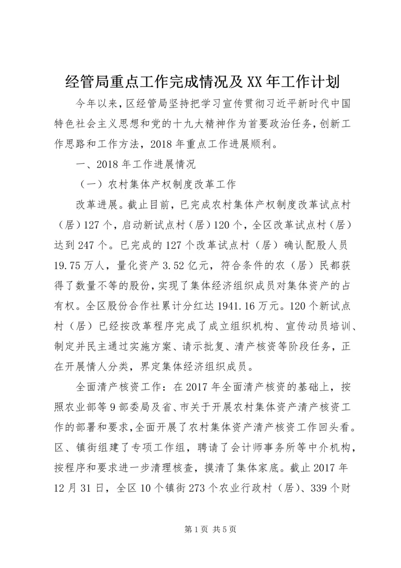 经管局重点工作完成情况及XX年工作计划.docx