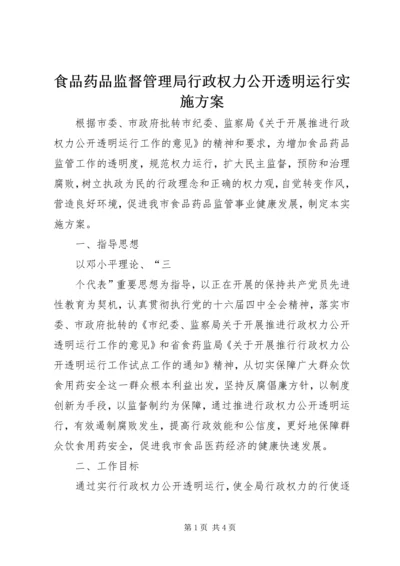 食品药品监督管理局行政权力公开透明运行实施方案 (5).docx