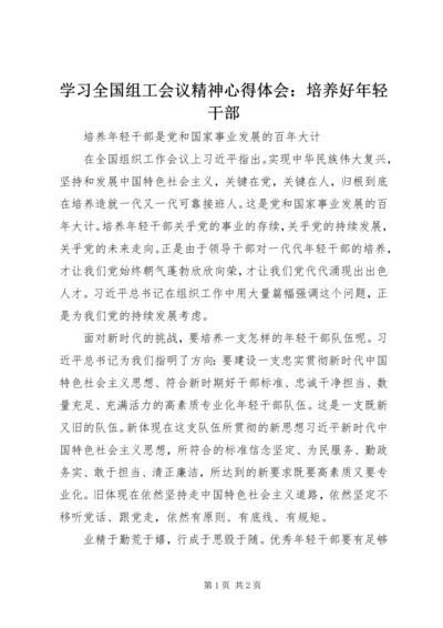 学习全国组工会议精神心得体会：培养好年轻干部.docx