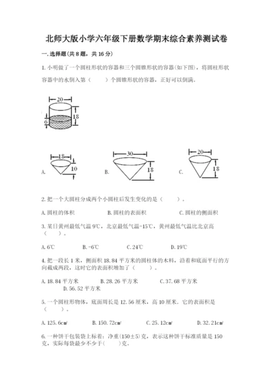 北师大版小学六年级下册数学期末综合素养测试卷含完整答案【有一套】.docx