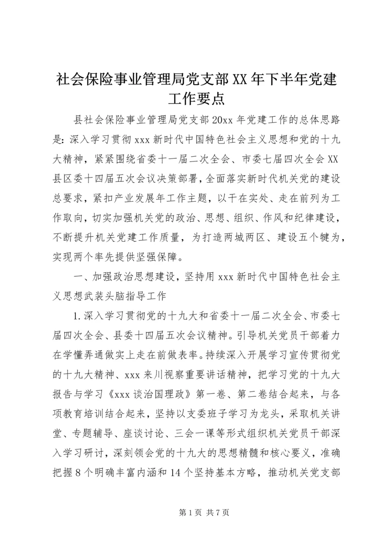 社会保险事业管理局党支部XX年下半年党建工作要点.docx