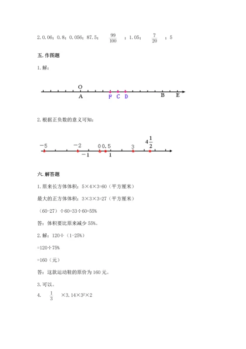 六年级下册数学期末测试卷附答案（达标题）.docx