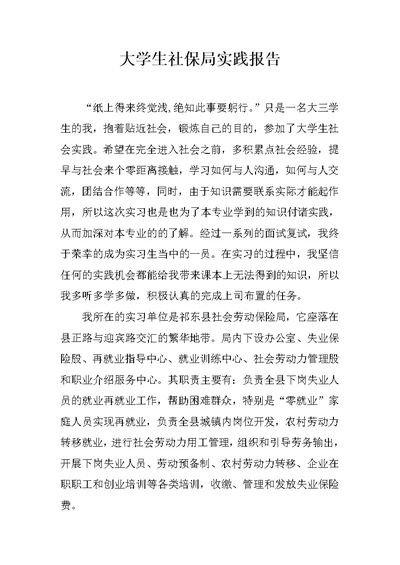 大学生社保局实践报告