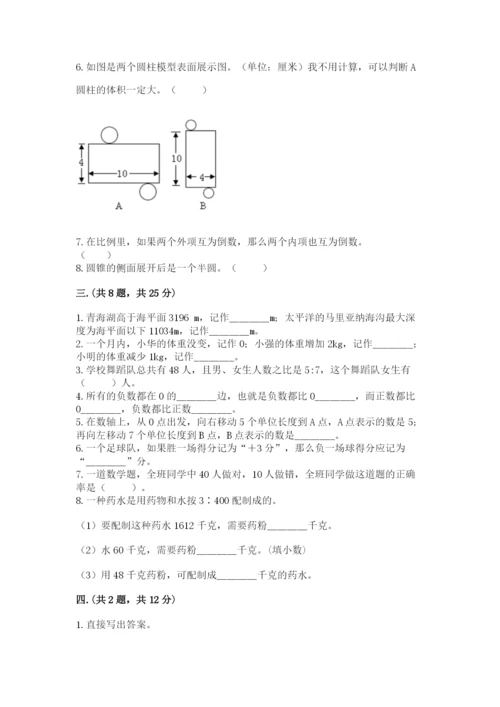 小学毕业班数学检测卷及完整答案【易错题】.docx