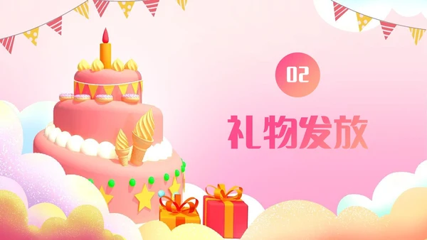 粉色蛋糕气球甜品员工生日会生日快乐PPT模板