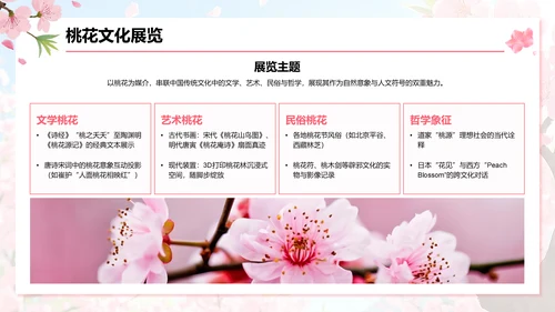 粉色插画风桃花节活动方案展示PPT模板