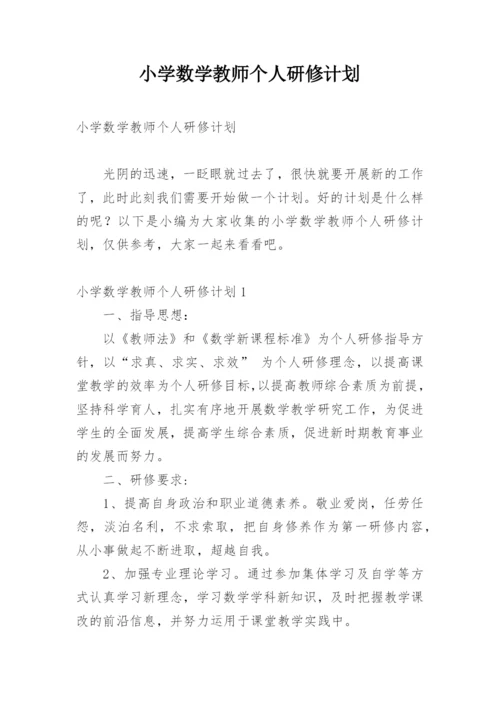 小学数学教师个人研修计划.docx