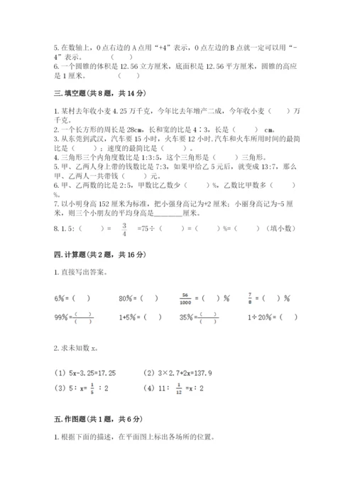 银川市金凤区六年级下册数学期末测试卷精品.docx