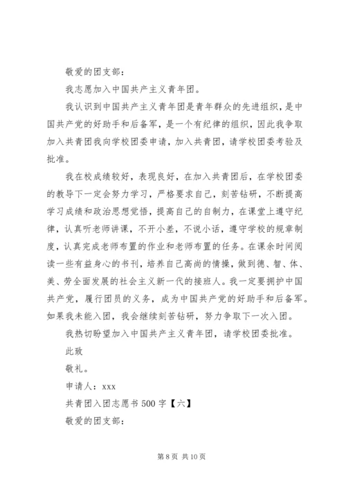 共青团入团志愿书500字.docx