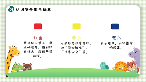绿色小清新简约幼儿园用电安全PPT模板