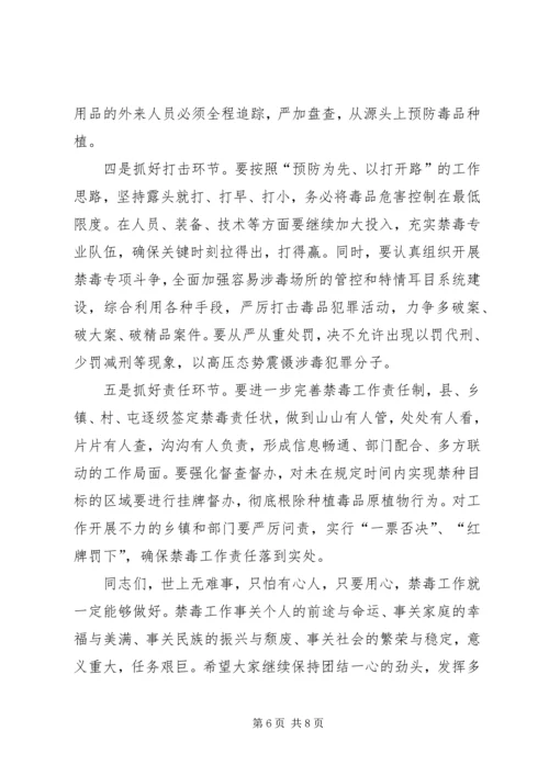 副县长在全县禁毒工作会议上的讲话.docx