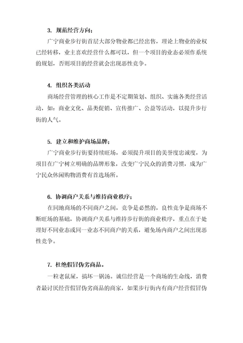 商业步行街经营管理策略方案