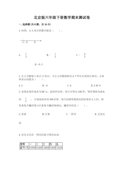 北京版六年级下册数学期末测试卷【夺冠系列】.docx