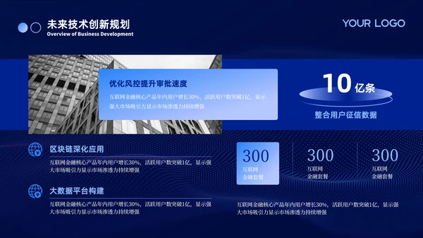 蓝色科技金融行业商务风PPT模板