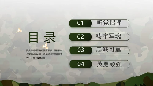 迷彩风部队军事工作总结汇报PPT