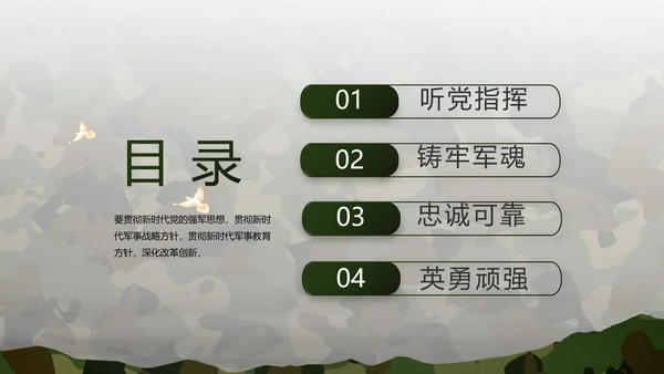 迷彩风部队军事工作总结汇报PPT